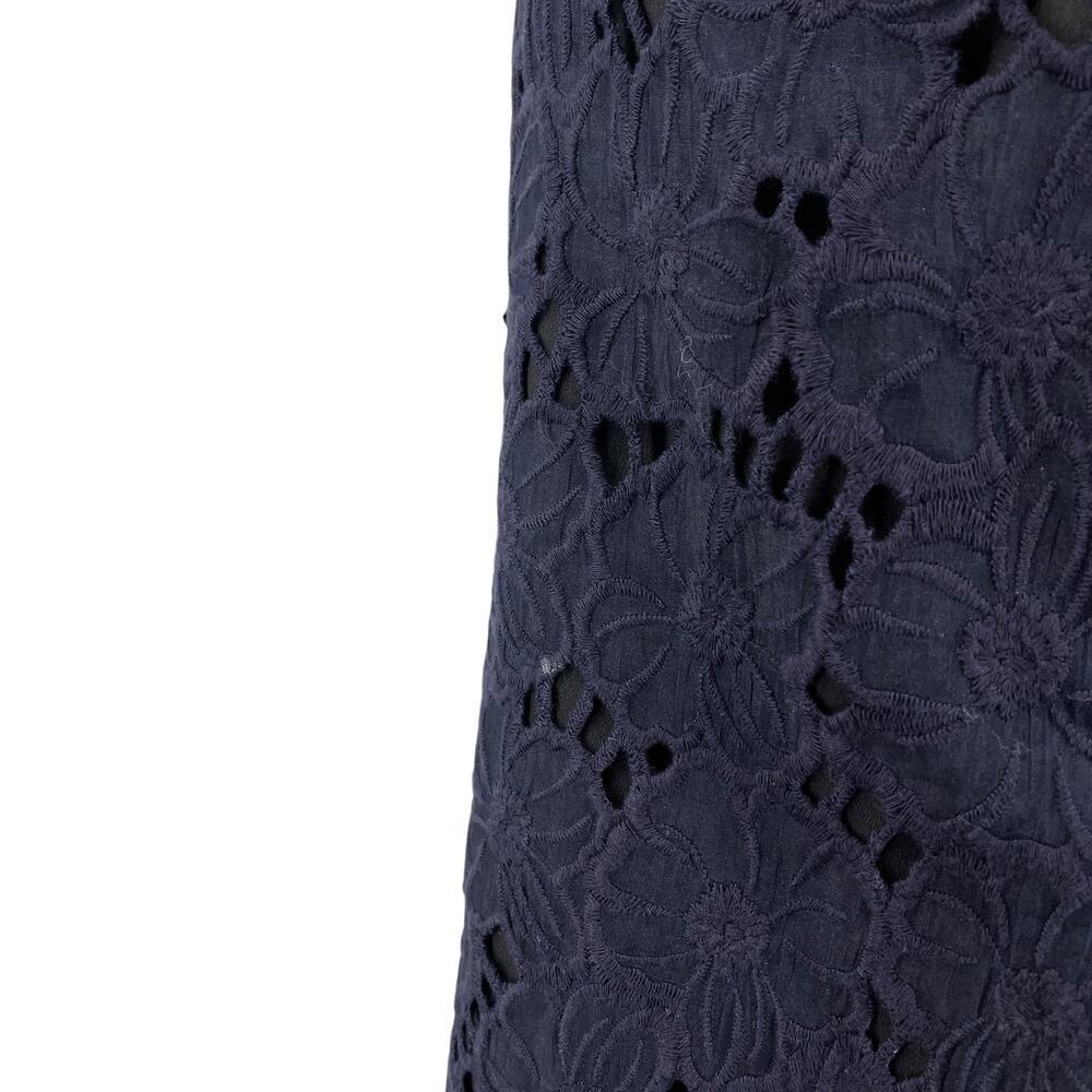 Rebecca Taylor Women's High Neck Ruffle Lace Dress Size 6 Navy Ivory OOAK - Picture 9 of 15